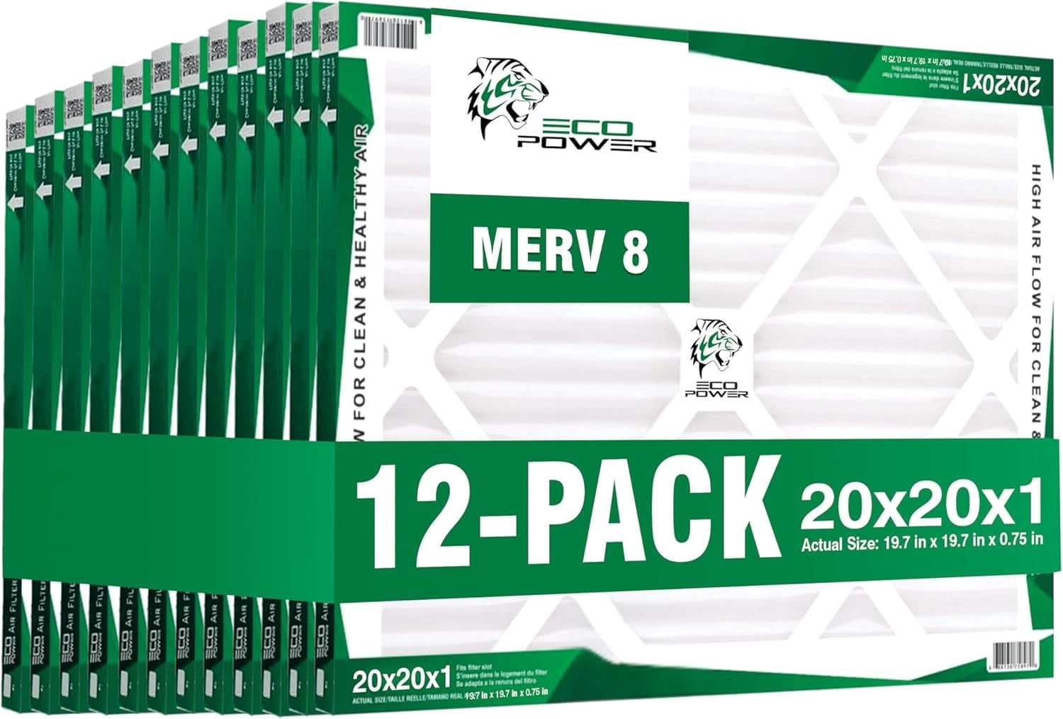 20x20x1 Air Filter MERV 8 (12-Pack) - Pleated Air Conditioner HVAC AC Furnace Air Filters Replacement (20x20x1 12-Pack)