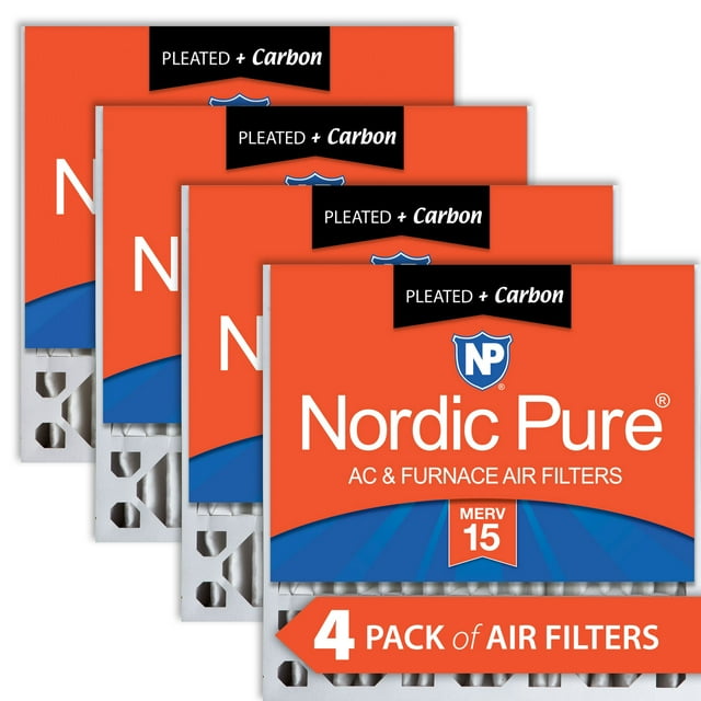 20x20x5 (4 3/8) Honeywell Replacement Furnace Filters MERV 15 Plus Carbon 4 Pack