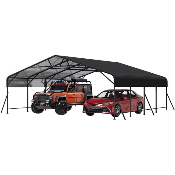 20x20x9FT Oversized Metal Carport, Heavy Duty Steel Garage for Car Boat Tractor, All-Weather Protection