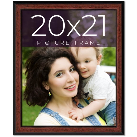 20x21 Frame Executive Brown Round Mahogany Finish Solid Wood Picture Frame | 1.25 Inch Moulding