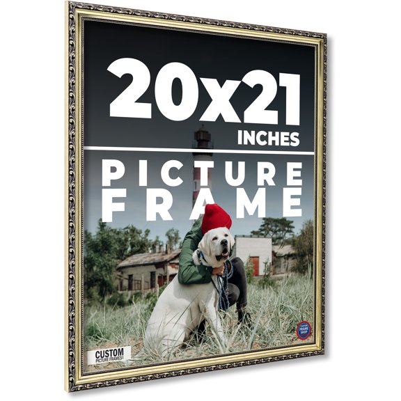 20x21 Frame Silver Solid Wood Picture Frame Width 1.125 Inches | Interior Frame Depth 0.375 Inches