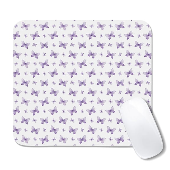 20x22.5cm Mouse Pad, Non-Slip Waterproof Rubber Base, Smooth Precise Desk Mat,Butterfly Gradient Purple White Pattern