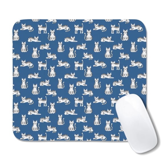 20x22.5cm Mouse Pad, Non-Slip Waterproof Rubber Base, Smooth Precise Desk Mat,Cat Striped Blue Pattern
