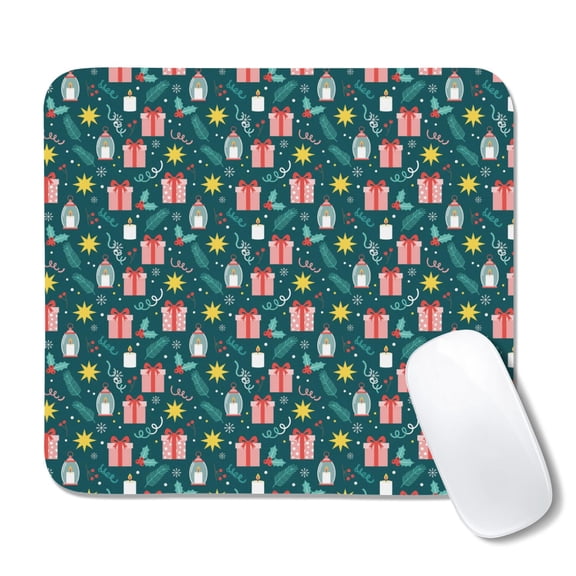 20x22.5cm Mouse Pad, Non-Slip Waterproof Rubber Base, Smooth Precise Desk Mat,Christmas Gift Lantern Teal Pattern