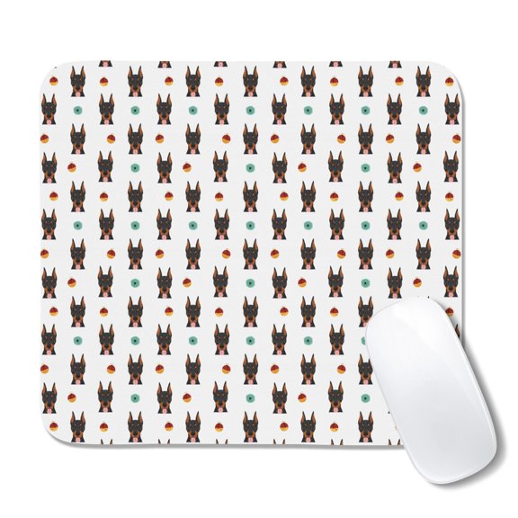20x22.5cm Mouse Pad, Non-Slip Waterproof Rubber Base, Smooth Precise Desk Mat,Doberman Ornament White Pattern