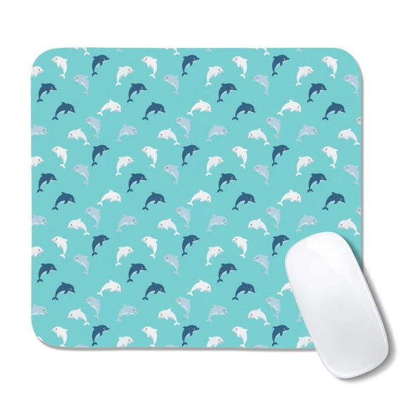 20x22.5cm Mouse Pad, Non-Slip Waterproof Rubber Base, Smooth Precise Desk Mat,Dolphin Variety Teal Pattern