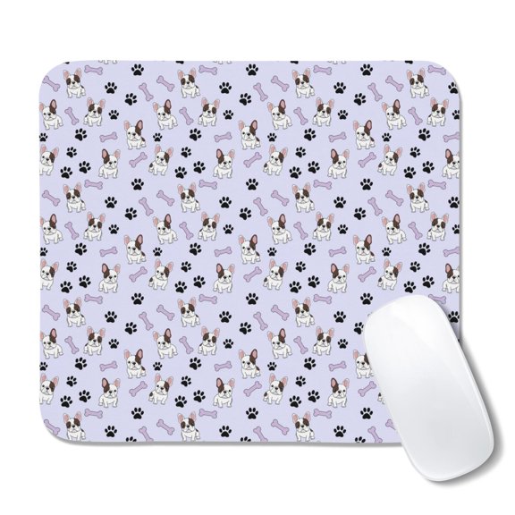 20x22.5cm Mouse Pad, Non-Slip Waterproof Rubber Base, Smooth Precise Desk Mat,French Bulldog Paw Bone Purple Pattern