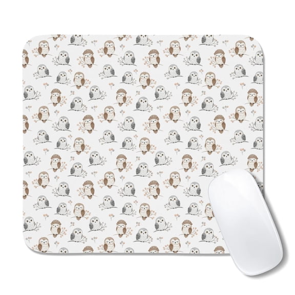 20x22.5cm Mouse Pad, Non-Slip Waterproof Rubber Base, Smooth Precise Desk Mat,Owl Knit Berries White Pattern