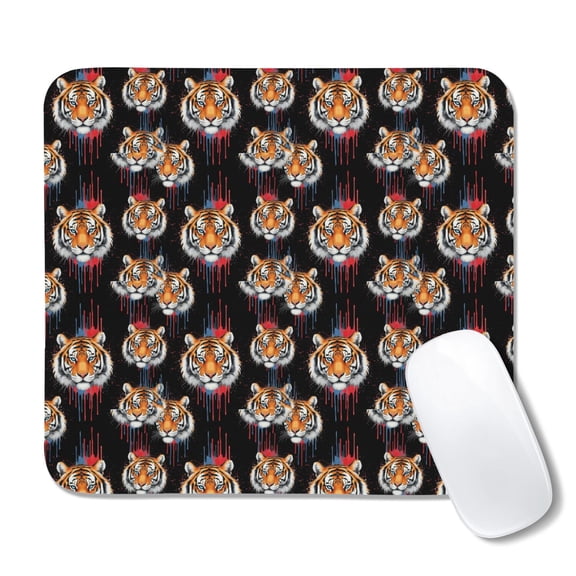 20x22.5cm Mouse Pad, Non-Slip Waterproof Rubber Base, Smooth Precise Desk Mat,Tiger Graffiti Black Pattern