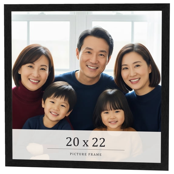 20x22 Frame Black Charcoal Grey Wood Textured Picture Frame | 0.75 Inch Moulding Width | Gunmetal