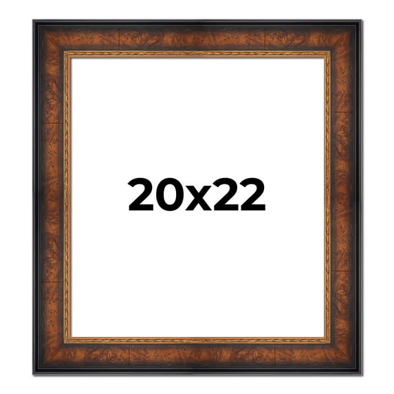20x22 Frame Brown Walnut Gold Ornate Trim Solid Wood Plein Air Picture Frame | 3 Inch Moulding