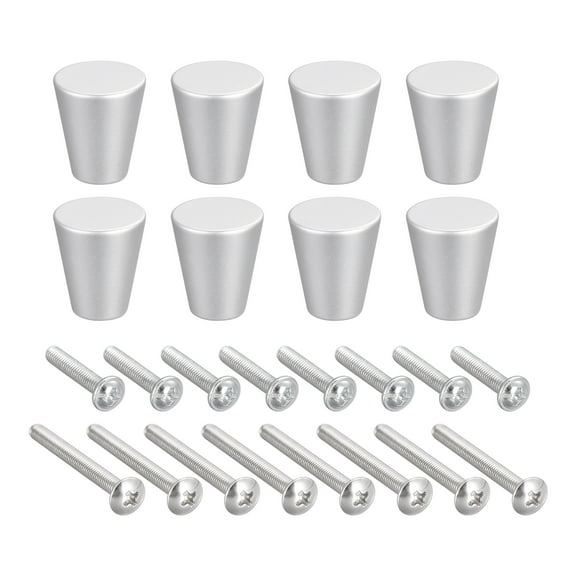 20x23mm Drawer Knobs Aluminum Alloy Wardrobe Door Pull Handles Silver Tone 8 Pack