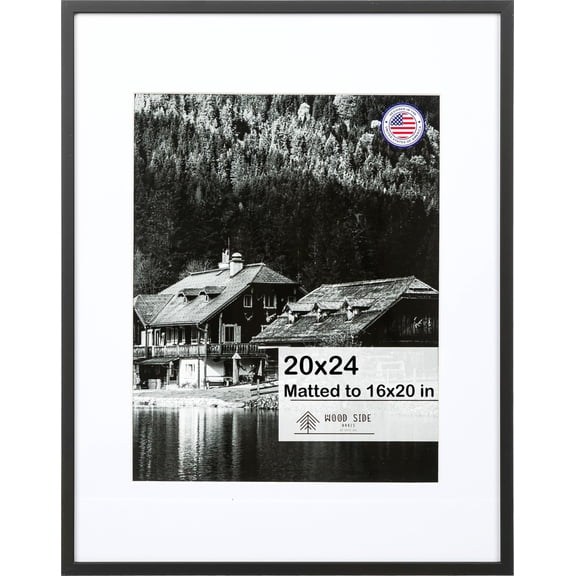 20x24 Black Aluminum Metal Picture Frame with Mat 16x20 - Wall Display Poster Photo Frames, 1 Pack