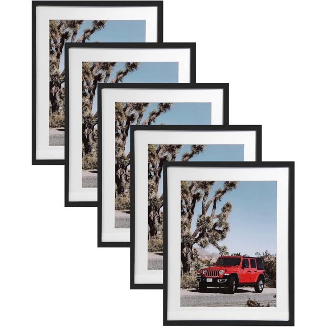 5Pack 20x24 Black Picture Frames with Mat for 16x20 Photo, Wall Mountable