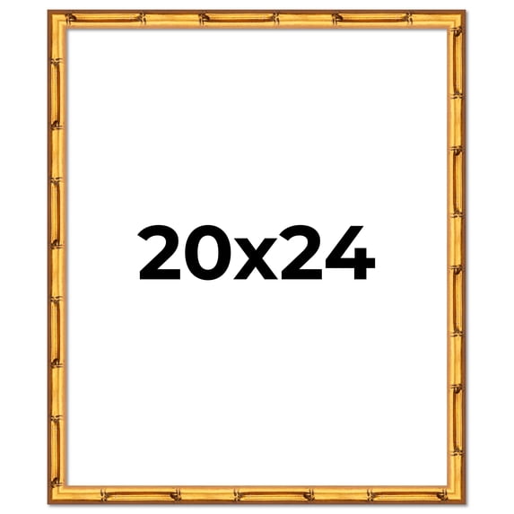 20x24 Frame Gold Bamboo Solid Wood Picture Frame | 1 Inch Moulding Width | Interior Frame Depth