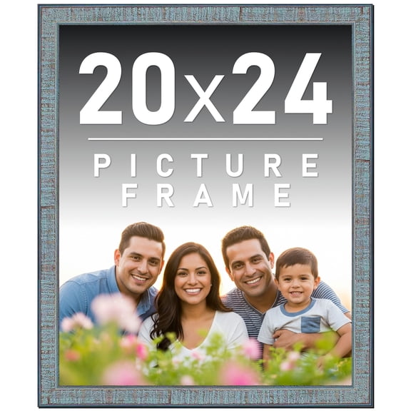 20x24 Frame Rustic Sky Blue Solid Wood Picture Frame | 0.75 Inch Moulding Width |Includes UV