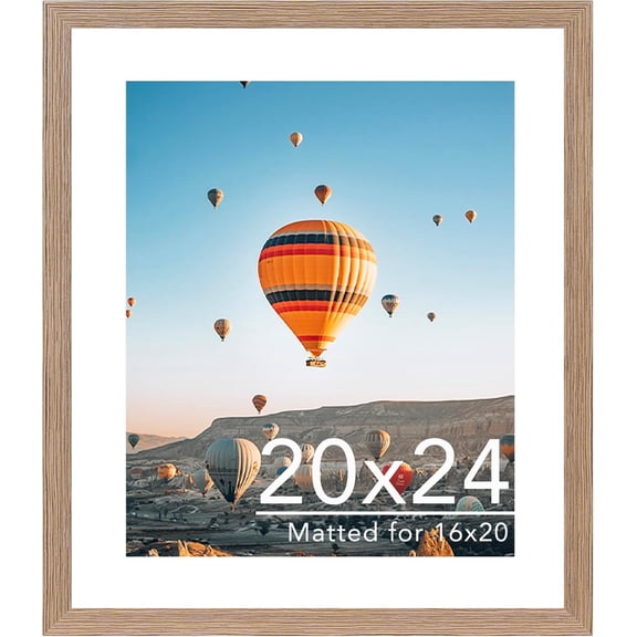20x24 Picture Frame with 16x20 Mat, Display Photo 16x20 with Mat or 20 x 24 Without Mat, Wall Hanging Large 20 by 24 Poster Frame with Plexiglass, Rustic Brown