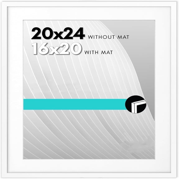 20x24 Picture Frame with Polished Plexiglass - Use as 16x20 Frame with Mat or Display 20x24 Photo Without Mat - Thin Border Picture Frames for Wall - White