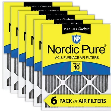 20x24x1 (19_1/2x23_7/16) Furnace Air Filters MERV 10 Pleated Plus Carbon 6 Pack