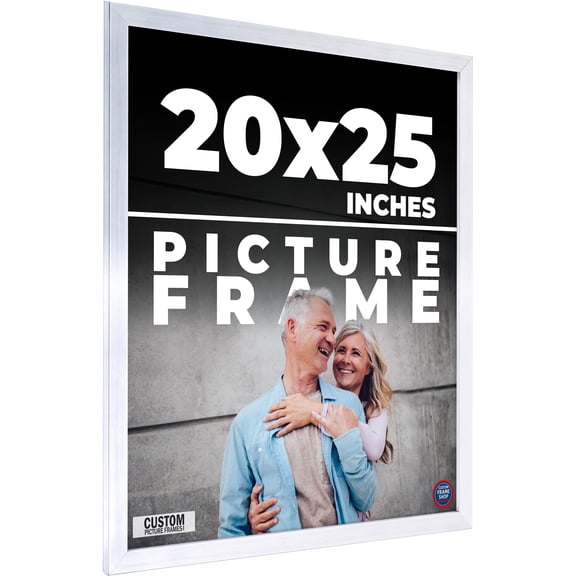 20x25 - 20 x 25 Stainless Steel Silver Solid Wood Frame with UV Framer's Acrylic & Foam Board