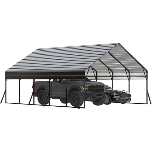 20x25 FT Heavy Duty Metal Carport Kit, Reinforced Frame with Anchors, for Trucks, Boats, RV, Tractor, 100MPH Wind & 35PSF Snow Rating, Easy Assembly