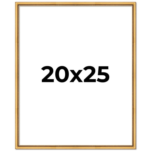 20x25 Frame Beaded Gold Solid Wood Picture Frame | 0.75 Inches Moulding Width | Liscio Oro