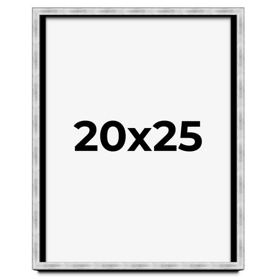 20x25 Frame Brushed Silver Solid Wood Picture Frame | 0.75 Inch Moulding Width | Rabbet Depth 0.75