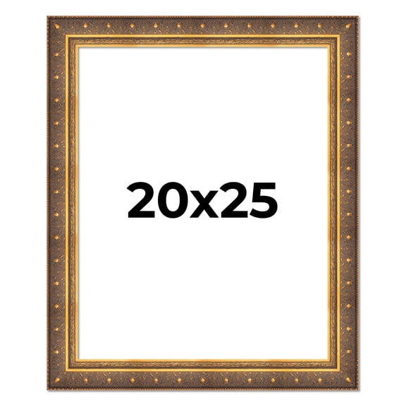 20x25 Frame Vintage Gold Solid Wood Picture Frame | 2.5 Inch Moulding Width | Ornate Bronze Museo