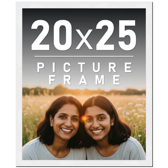 20x25 Frame White Solid Wood Picture Frame Includes UV Acrylic Shatter Guard Front, Acid Free Foam