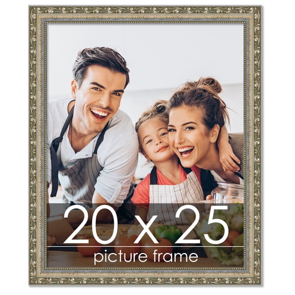 20x25 Silver Wood Picture Frame - UV Acrylic, Foam Board Backing, Hanging Hardware