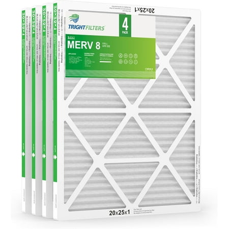 20x25x1 Air Filter 4 Pack, MERV 8 Pleated Dust Defense Air Filters Replacement Air Conditioner HVAC AC Furnace Filter, Durable and Lightweight