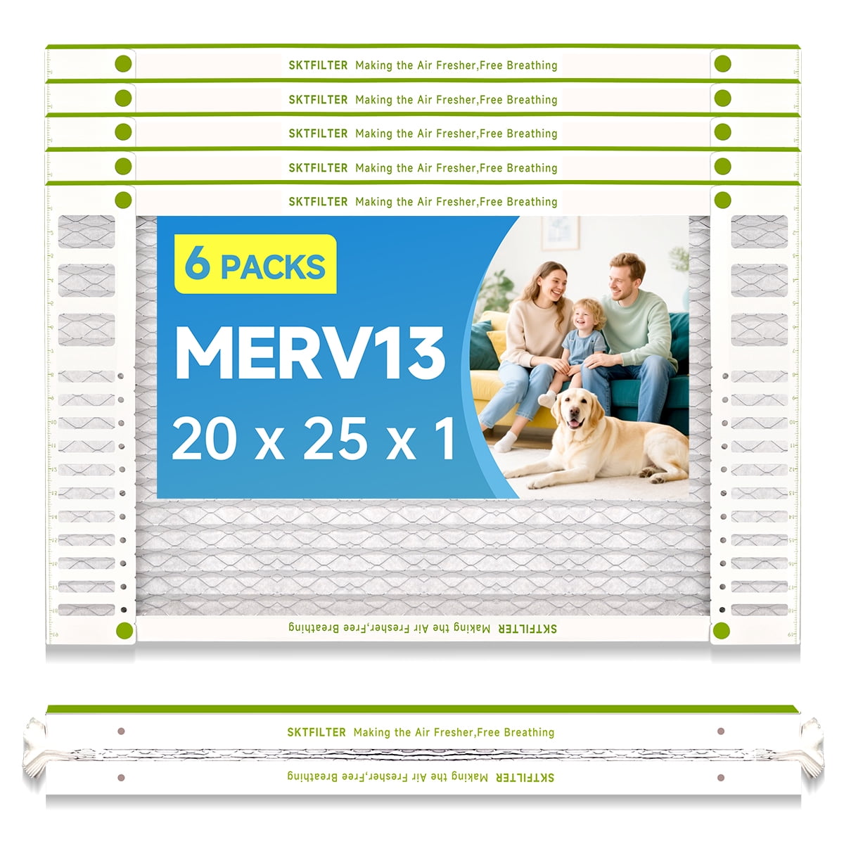 20x25x1 Air Filter AC Furnace MERV 13 Comparable with MPR 1900 FPR 10 HVAC Air Condition cabin Vent Fan Electrostatic Pleated Actual Size 19.49 x 24.49 x 0.75 6 Packs