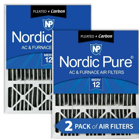 20x25x5 (4 3/8) Honeywell Replacement Air Filters MERV 12 Plus Carbon 2 Pack