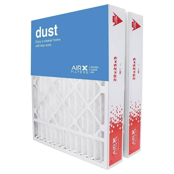 20x25x5 Air Filter Replacement for HCF20-10, X0586, X6673, MERV 8 HVAC Furnace Dust 2-Pack, Made in the USA