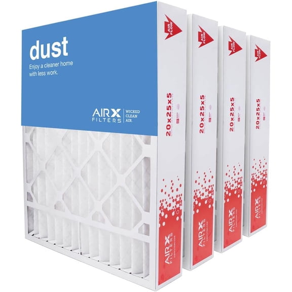 20x25x5 Furnace Filter MERV 8 HVAC AC Air Filter, Compatible Replacement for FC100A1037 FC35A1027 CF200A1016, Dust, 4-Pack