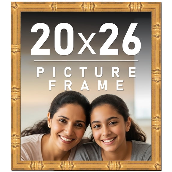 20x26 Frame Gold Bamboo Picture Frame - Complete Modern Photo Frame Includes UV Acrylic Shatter