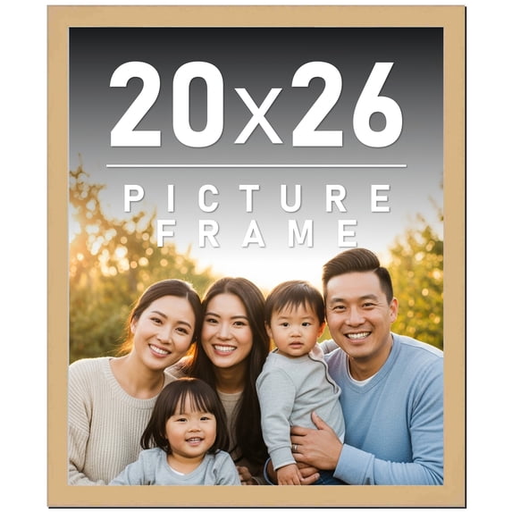 20x26 Frame Natural Wood Picture Frame | 0.75 Inch Moulding Width | with UV Acrylic Plexiglass,