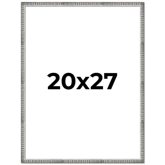 20x27 Frame Silver Grey Distressed Solid Wood Picture Frame | 0.75 Inch Moulding Width | Interior