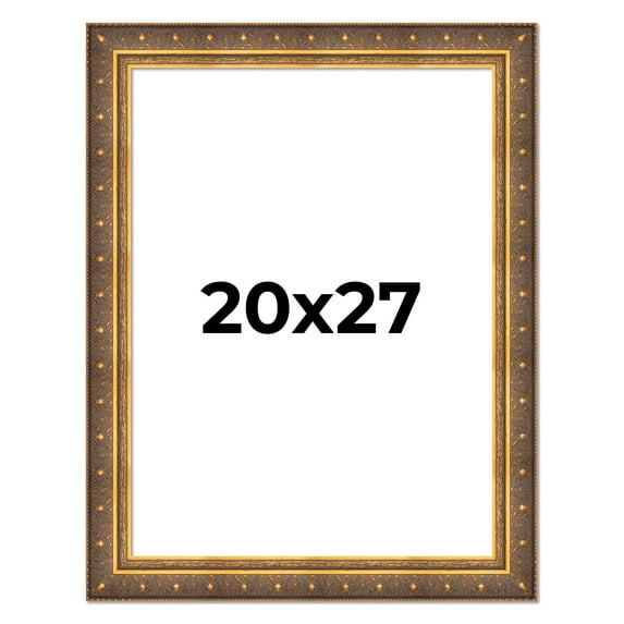 20x27 Frame Vintage Gold Solid Wood Picture Frame | 2.5 Inch Moulding Width | Ornate Bronze Museo