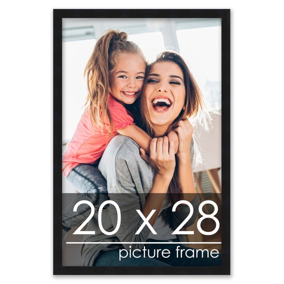 20x28 Black Wood Picture Frame - UV Acrylic, Foam Board Backing, Hanging Hardware