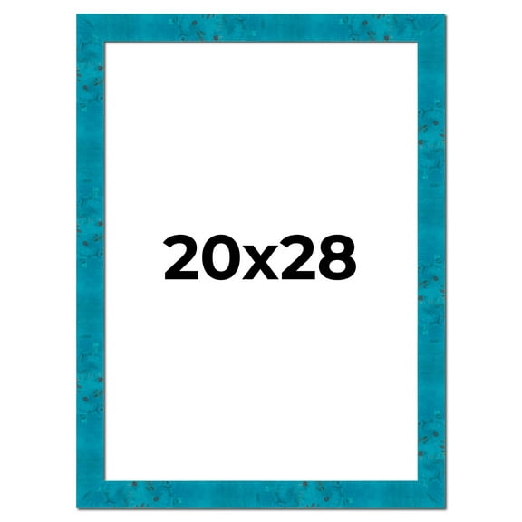20x28 Frame Blue Teal Burl Wood Picture Frame | 1.75 Inch Moulding Width | Interior Frame Depth 0.5