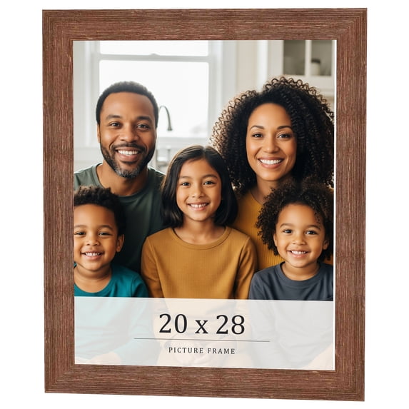 20x28 Frame Brown Farmhouse Solid Wood Picture Frame Width 1.5 Inches | Interior Frame Depth 0.5