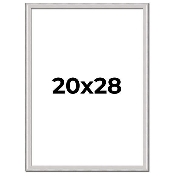 20x28 Frame Silver Inner Slope Bevel Picture Frame | 1 Inch Moulding Width | 0.75 Inch Rabbet Depth