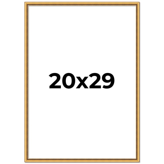 20x29 Frame Beaded Gold Solid Wood Picture Frame | 0.75 Inches Moulding Width | Liscio Oro