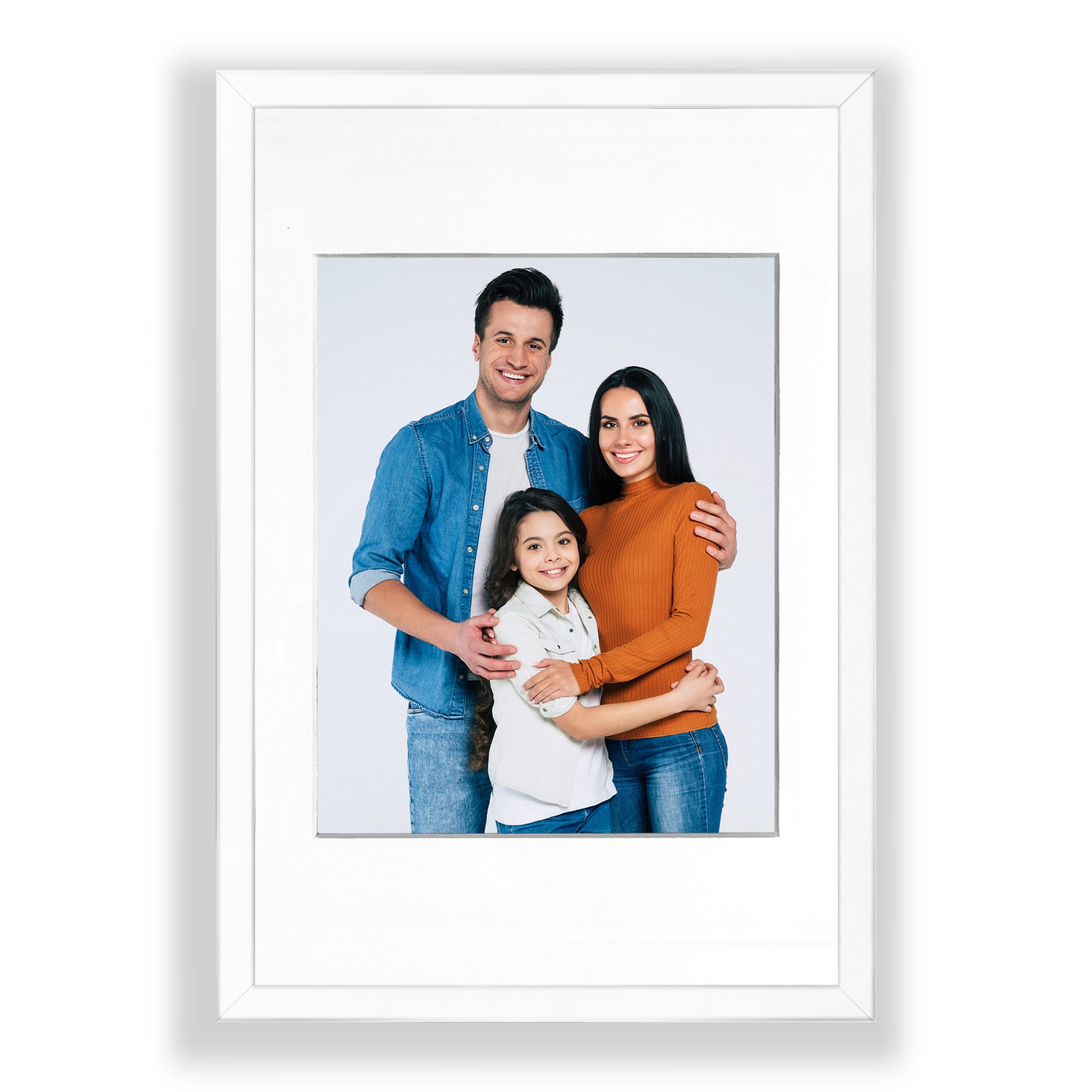 20x30 1.25" White Wood Picture Frame, Displays 16x20 Photo with White Mat
