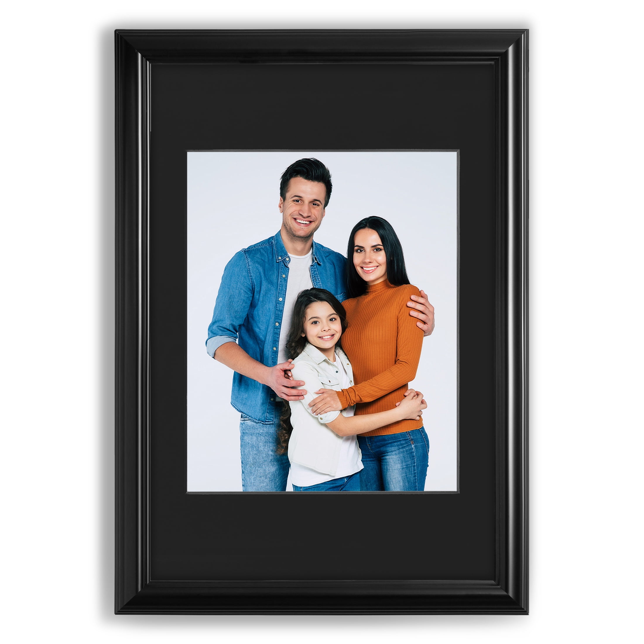 20x30 2" Traditional Black Picture Frame (Polystyrene), Displays 16x20 Photo with Black Mat