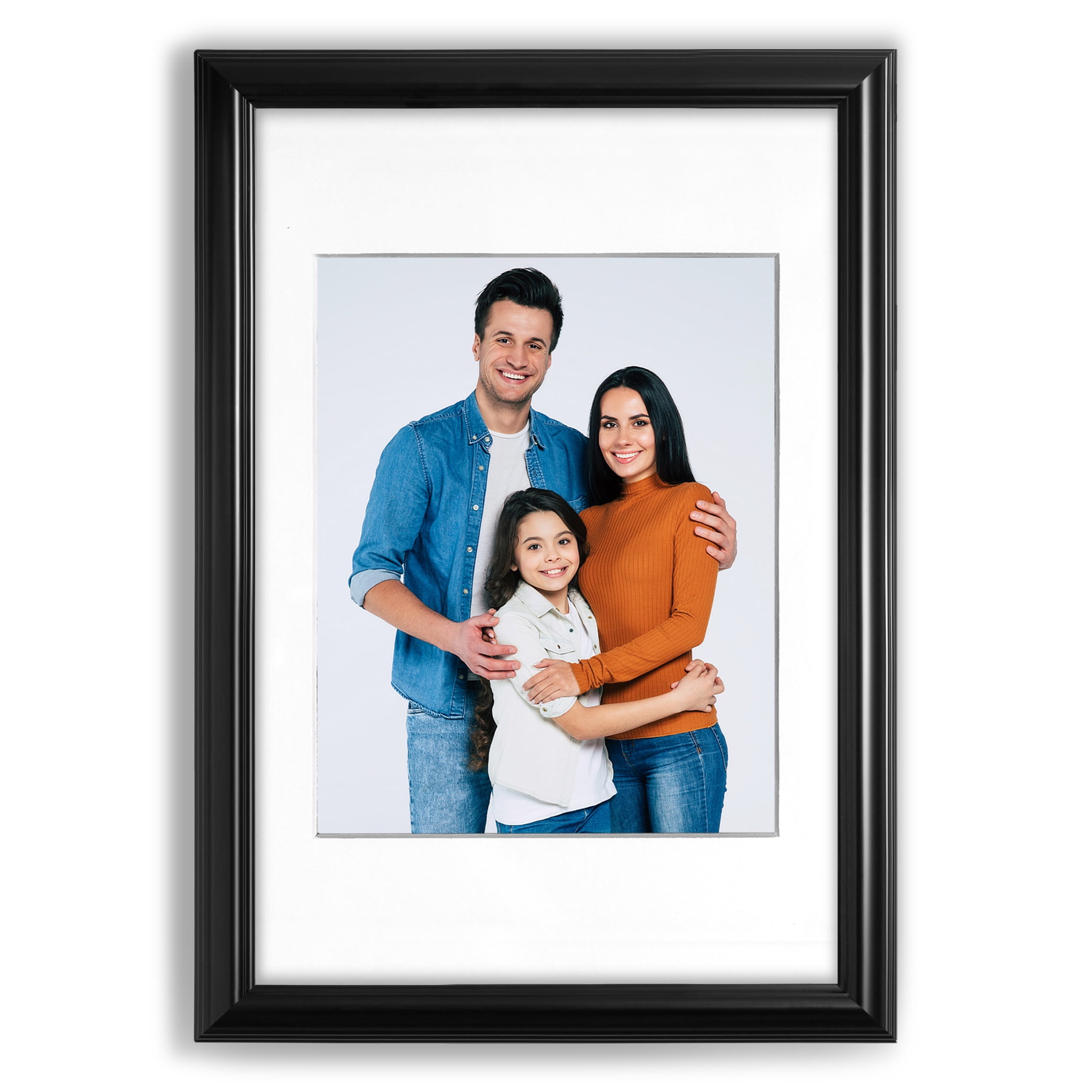 20x30 2" Traditional Black Picture Frame (Polystyrene), Displays 16x20 Photo with White Mat