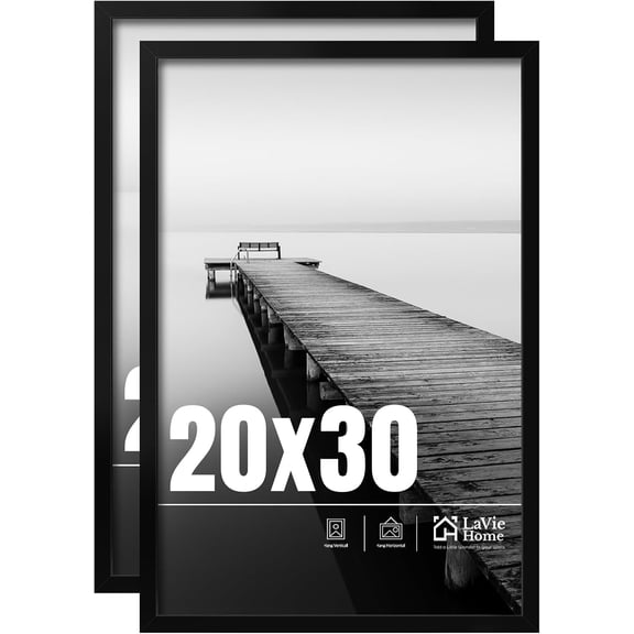 20x30 Black Picture Frame 2 Pack with HD Plexiglass for Vertical or Horizontal Display Bestseling