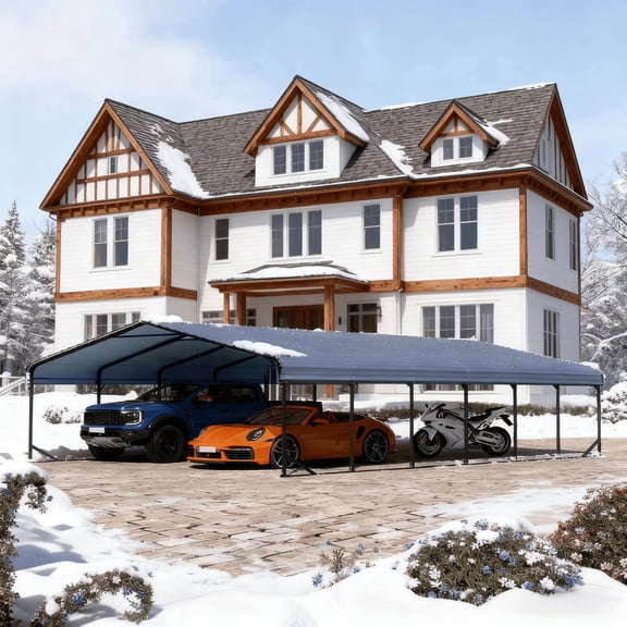 20x30 FT Heavy-Duty Carport Shelter - Snow-Resistant Aluminum Roof & Steel Frame, Perfect for Cars, RVs, Boats, and Garage Storage