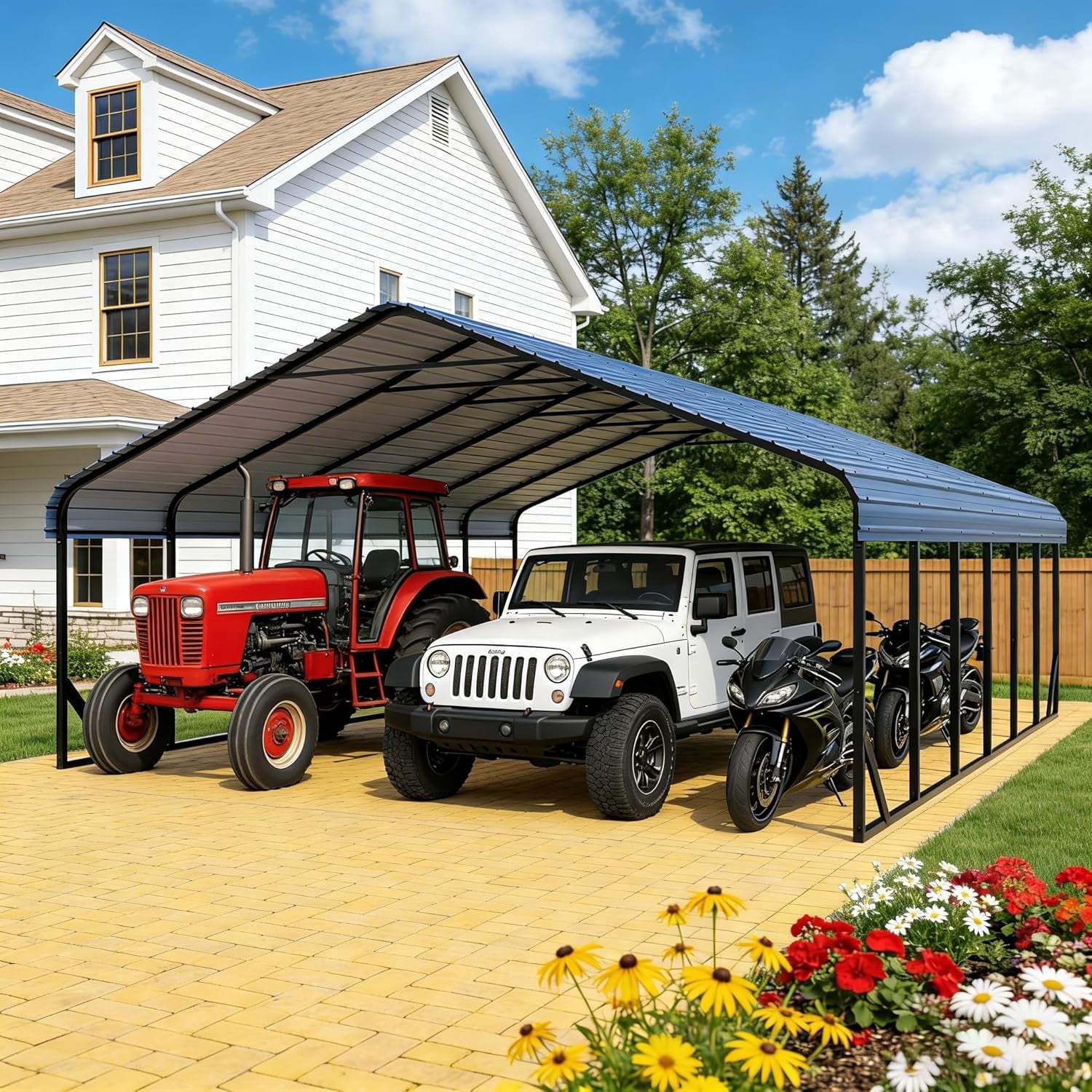Metal Rv Leanto Heavy Duty 20x30 ft Metal Carport Kit - Aluminum & Steel Frame Lean-to ...